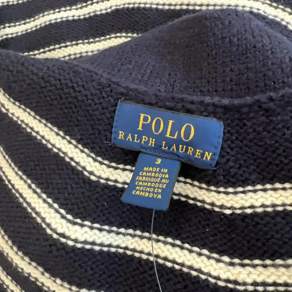 $105 Polo Ralph Lauren Kids Girl's Blue Striped Knit Skirt Size 3